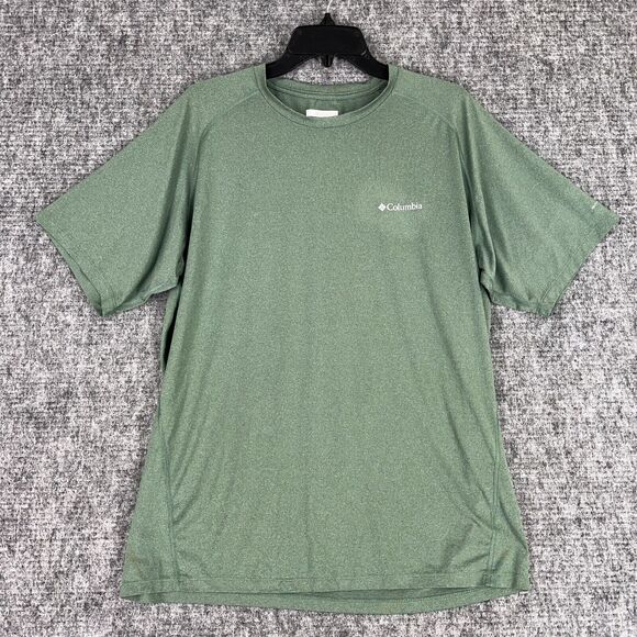 Columbia Shirt Mens Large Green Plaid Casual Basic Short Sleeve Loose‎ Crewneck - Picture 1 of 7